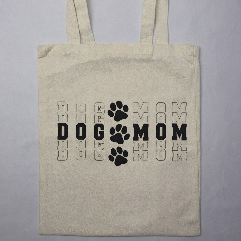 Dog Mom Paw Print Canvas Tote Bag Cute Dog Lover Gift Pet‎ Mom Market Bag